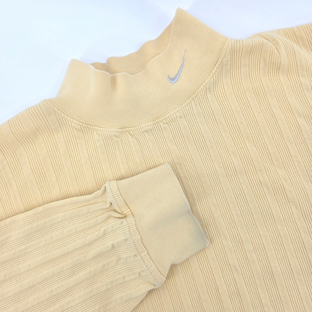 Nike Golf Mens Large Yellow Ribbed Mock Neck Long Sleeve Shirt F7-CPR Cotton vtg